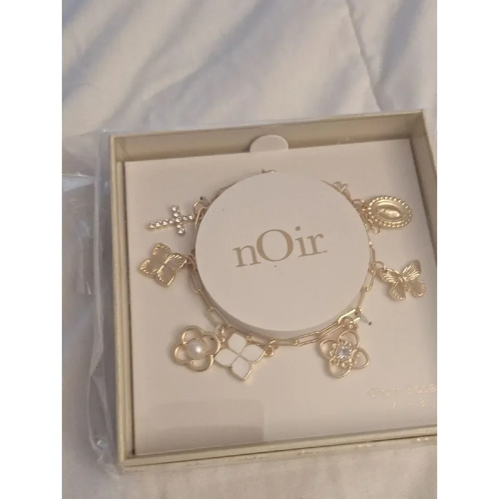 NWT nOir Gold Tone Charm Bracelet